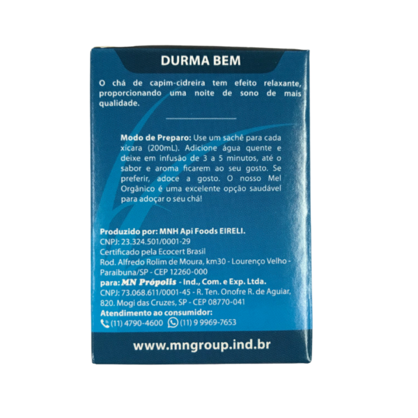 Chá de Capim Cidreira Com Própolis Orgânico 15g - 10 sachês